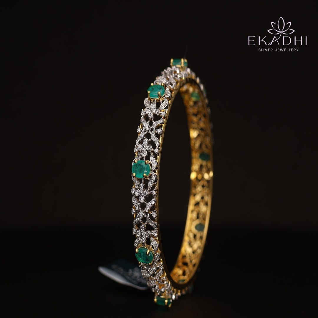 HJ13074 -  Premium CZ Stone Silver Bangle