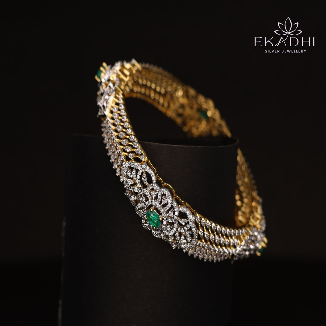 HJ13076 -  Premium CZ Stone Silver Bangle
