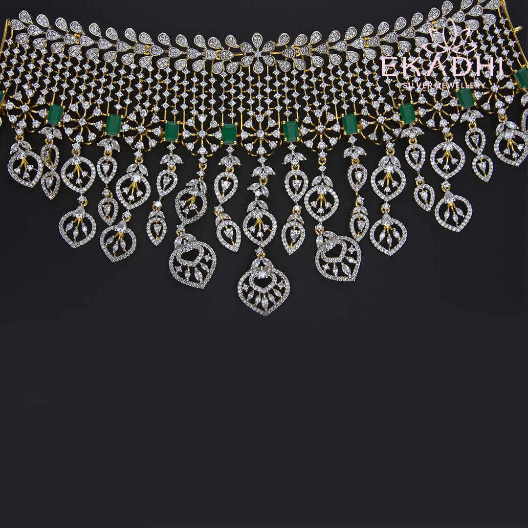 HJ13145 – Grand CZ Choker with Green Stones