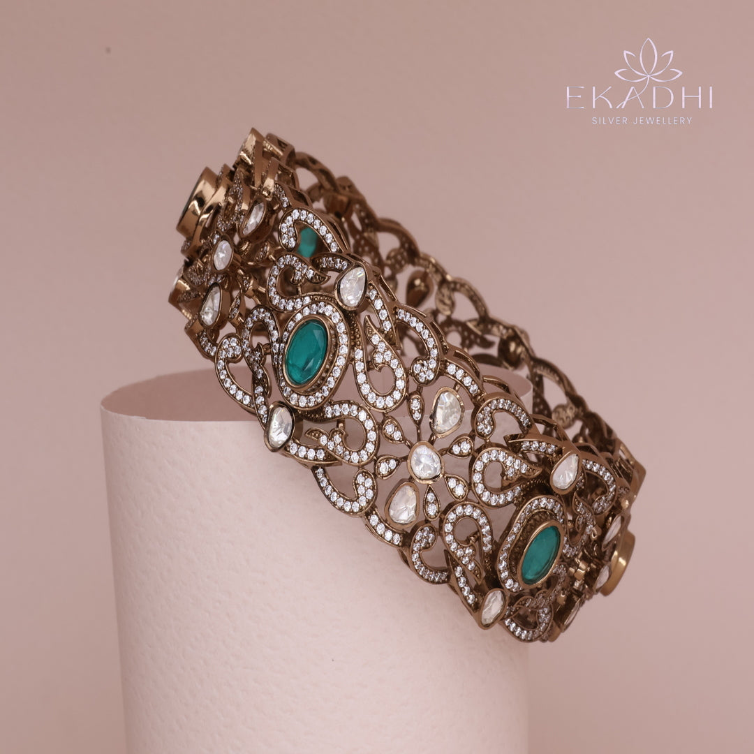 HJ13209 -  Victorian Silver Bangle with Antique Finish