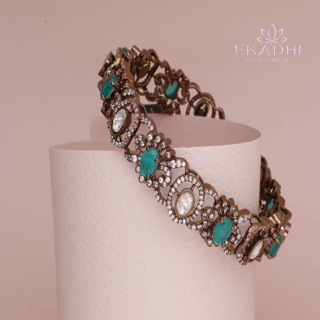 HJ13228 - Victorian Silver Bangle with Antique Finish