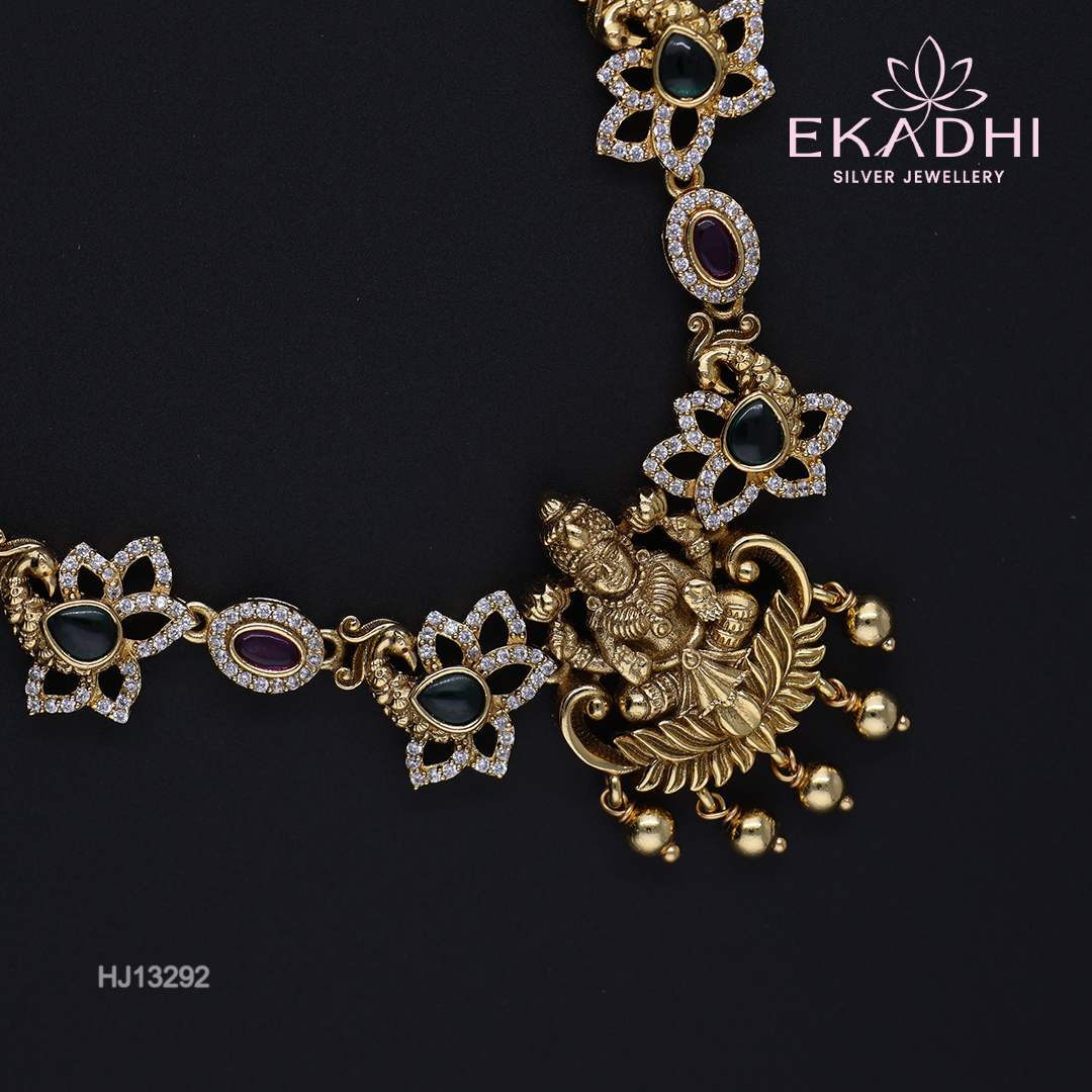 HJ13292 – Nakshi CZ Necklace with Lakshmi Devi Pendant