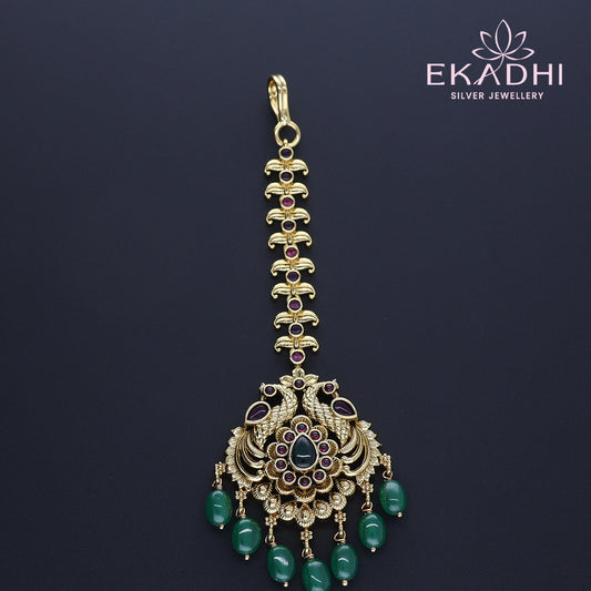 HJ13336 – Traditional Nakshi Maang Tikka for Brides