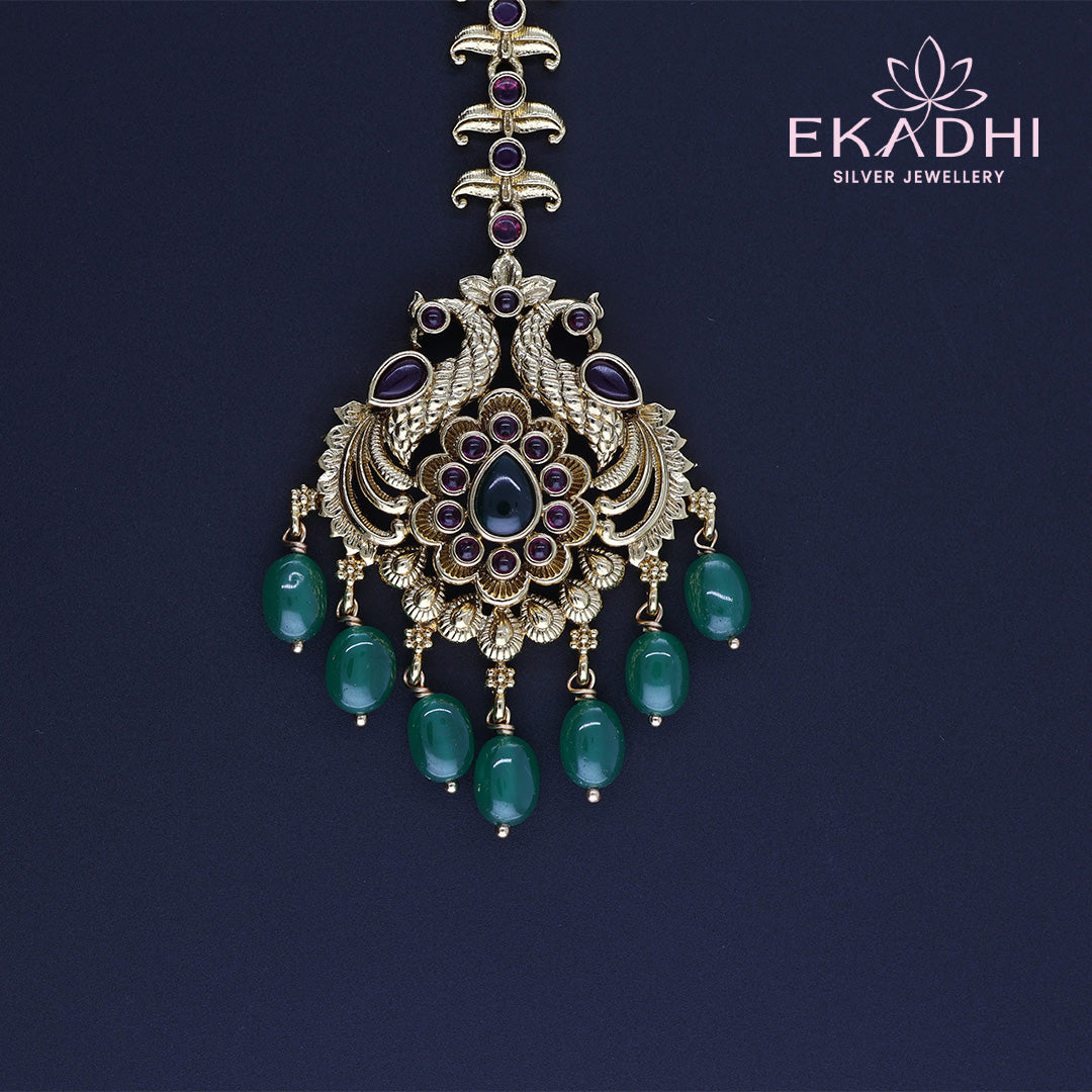 HJ13336 – Traditional Nakshi Maang Tikka for Brides