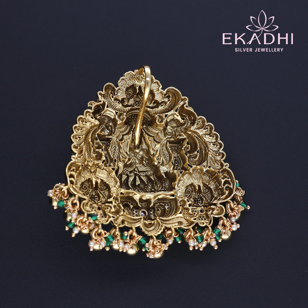 HJ13488 – Traditional Nakshi Pendant in Antique Silver