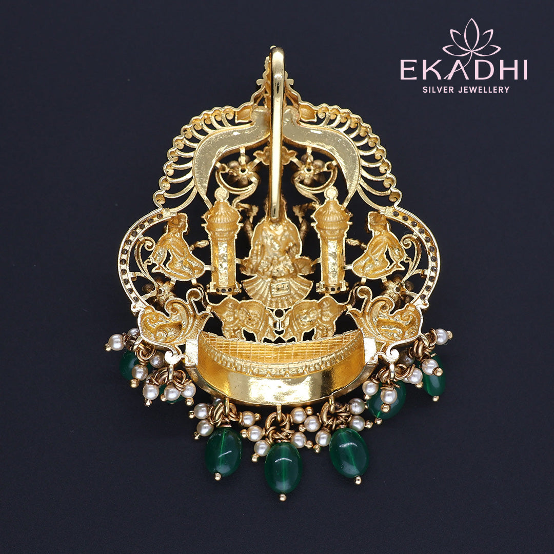 HJ13490 – Temple Inspired Pendant with Green Beads