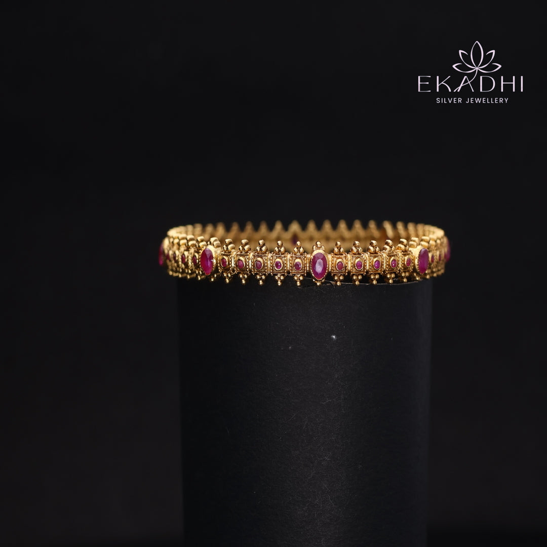 HJ13717- Nakshi CZ Silver Bangles