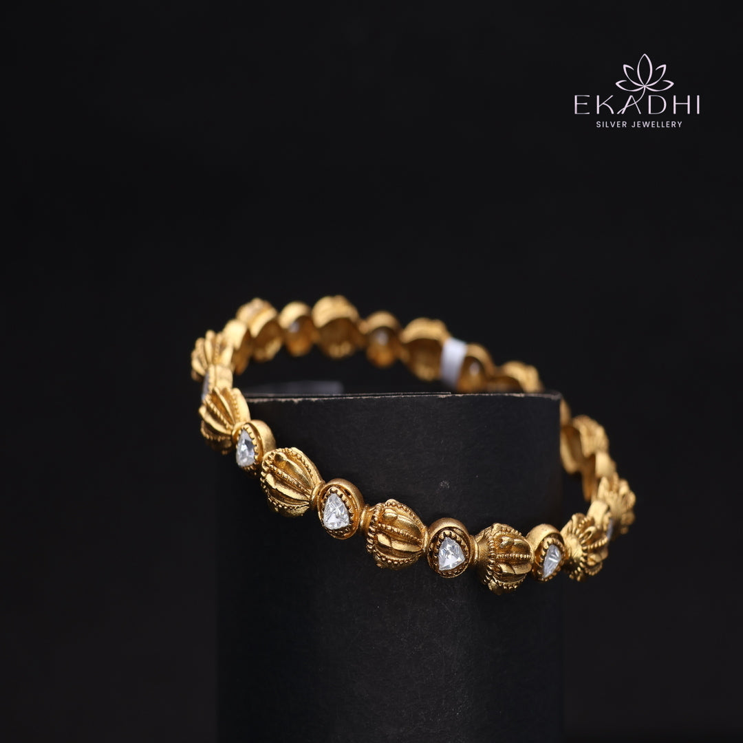 HJ13721-  Nakshi CZ Silver Bangle