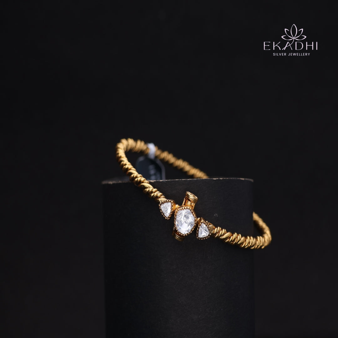 HJ13740-Nakshi Kundan Silver Kada