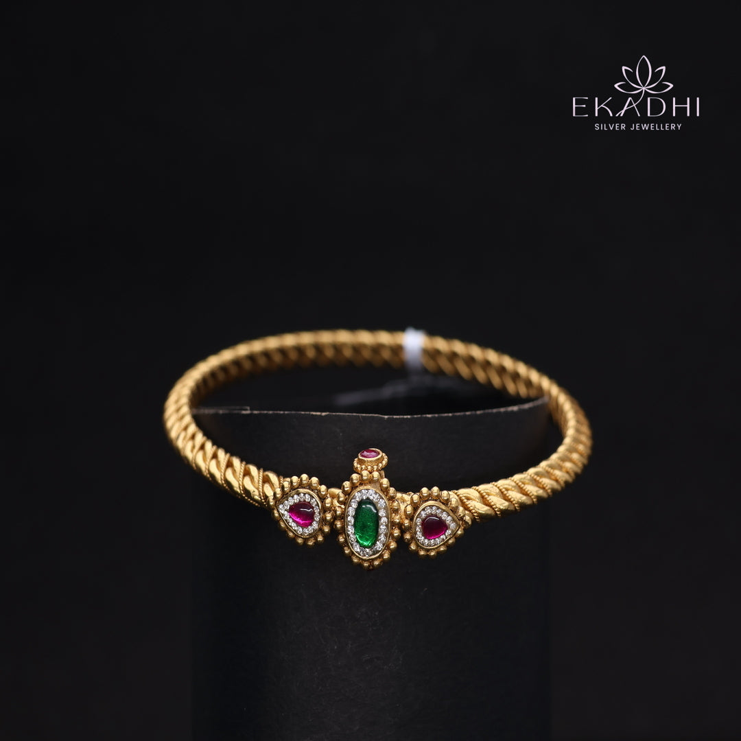 HJ13743- Nakshi CZ Silver kada