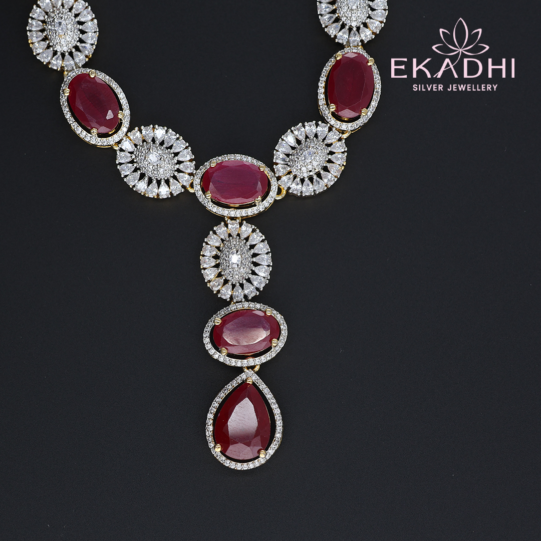 HJ3866 – Red and White CZ Necklace with Festive Finish
