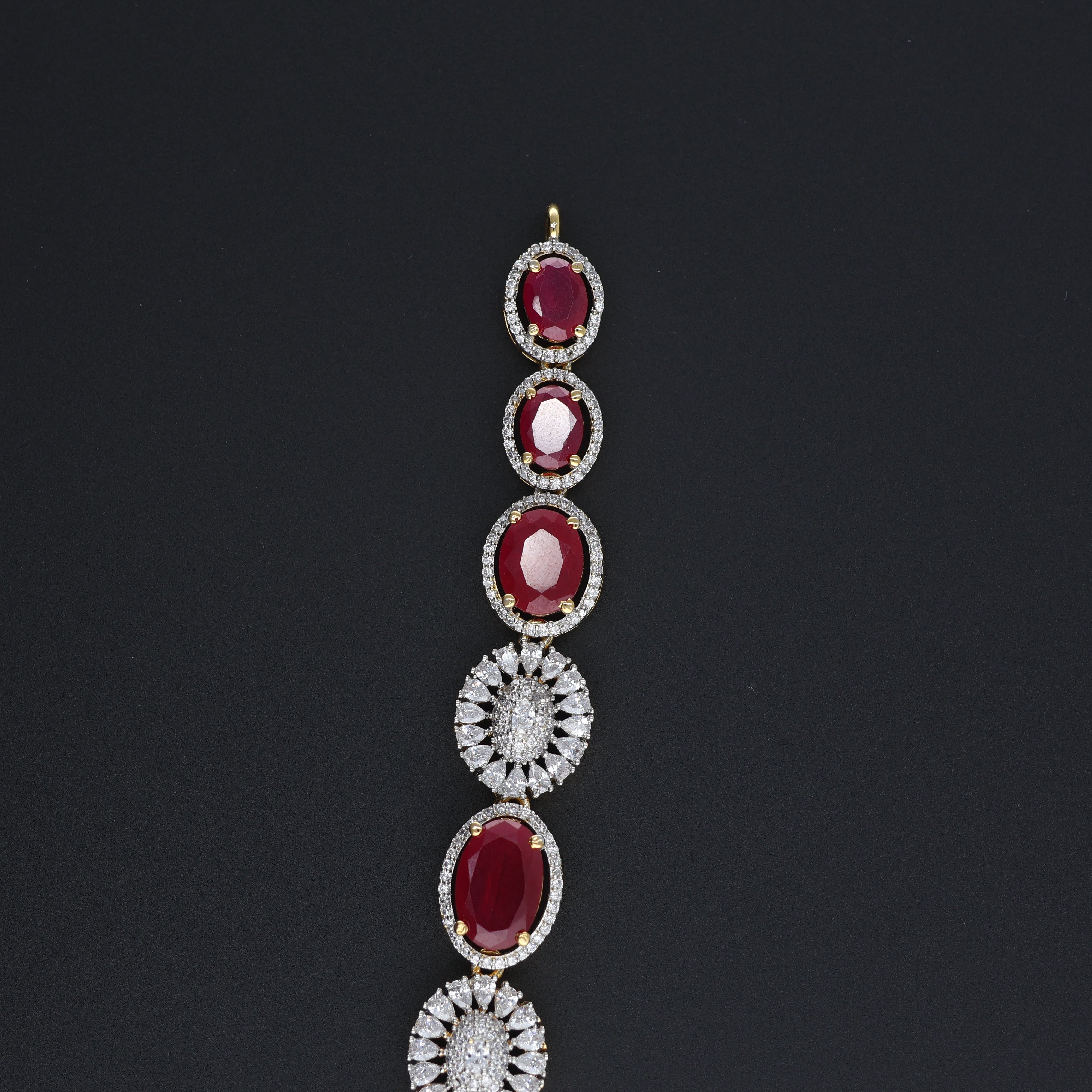 HJ3866 – Red and White CZ Necklace with Festive Finish