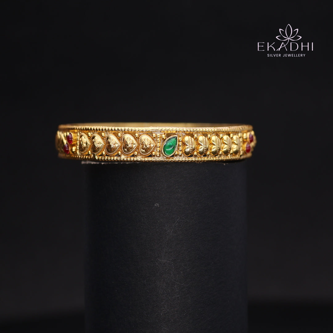 HJ14484-Traditional Nakshi Silver Bangle
