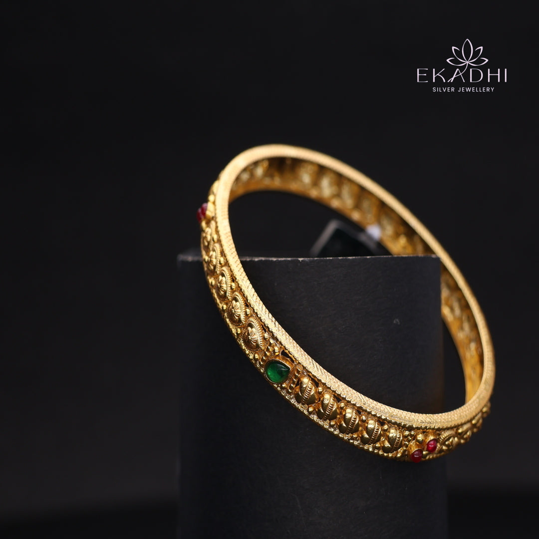 HJ14484-Traditional Nakshi Silver Bangle