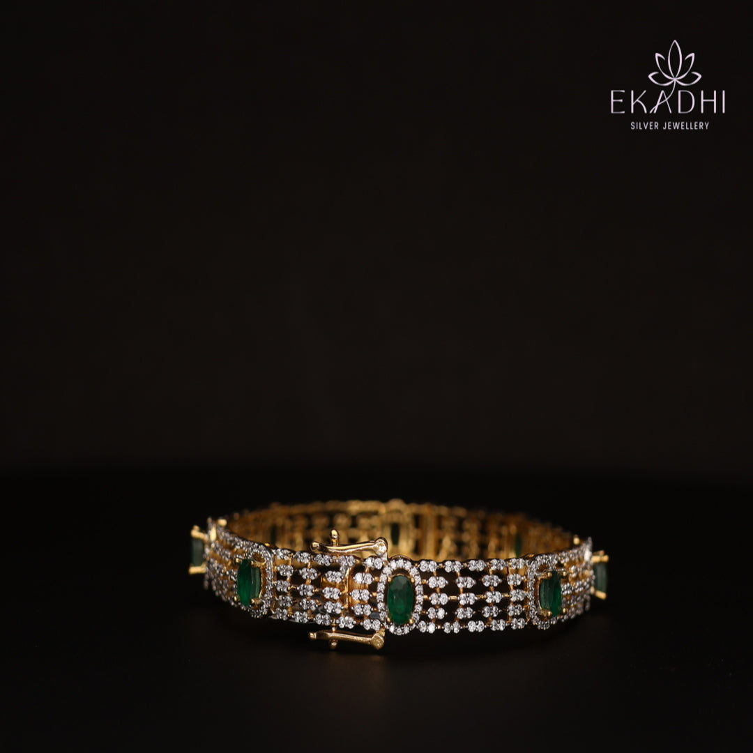 HJ14567-Premium CZ Stone Silver Bangle
