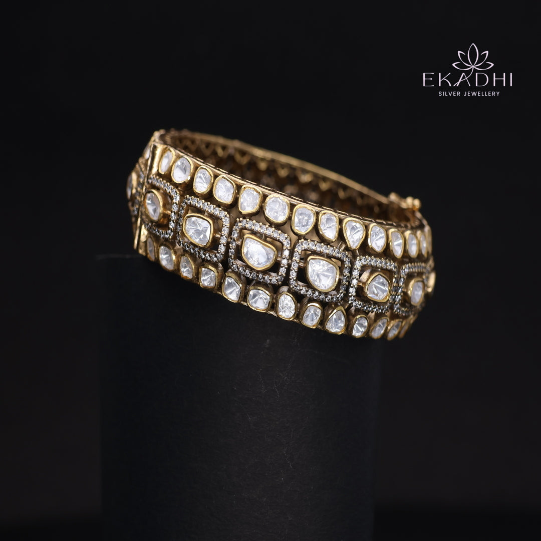 HJ15623-Mossanite Stone Silver Bangle
