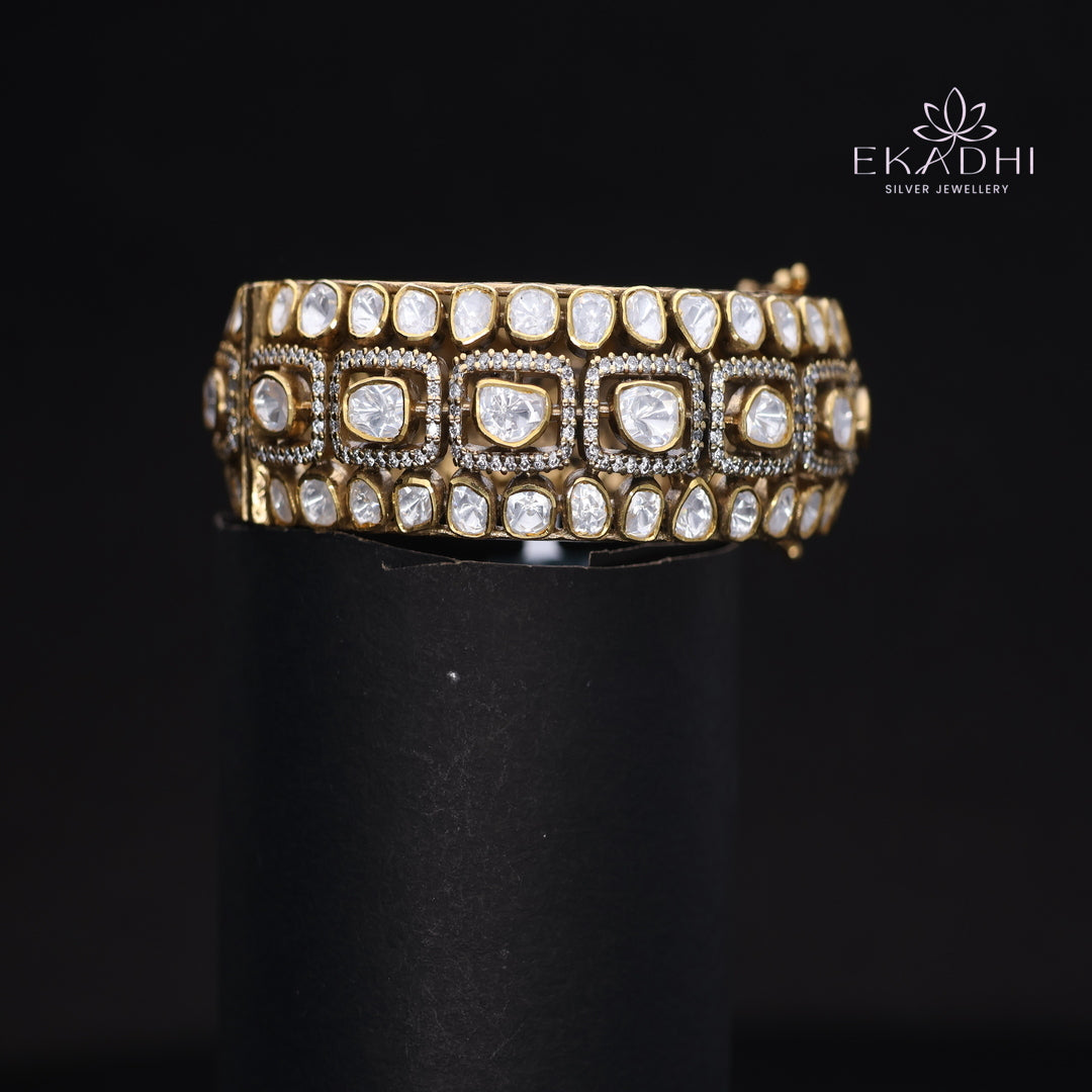 HJ15623-Mossanite Stone Silver Bangle