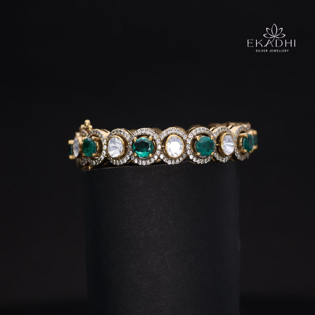 HJ15626-  Mossanite Stone Silver Bangles