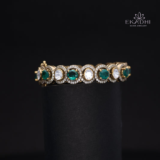 HJ15626-  Mossanite Stone Silver Bangles