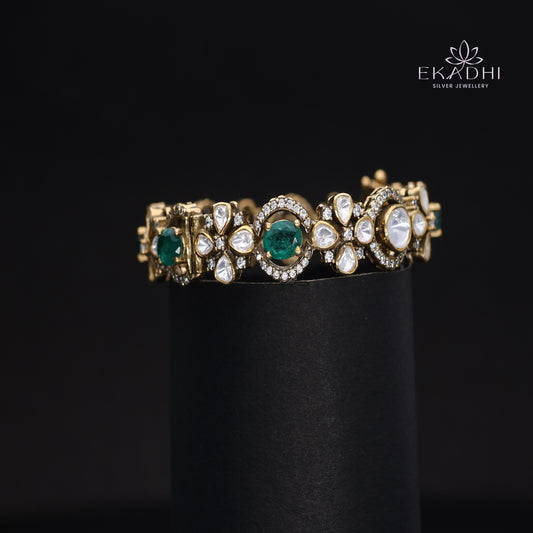 HJ15629-Mossanite Stone Silver Bangles