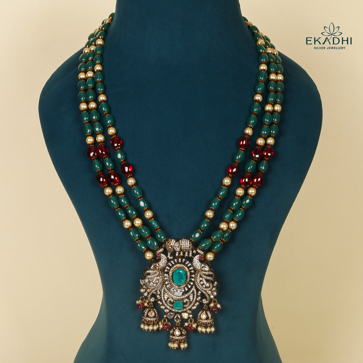 HJ24692 - VICTORIAN BEADS HARAM WITH PENDANT