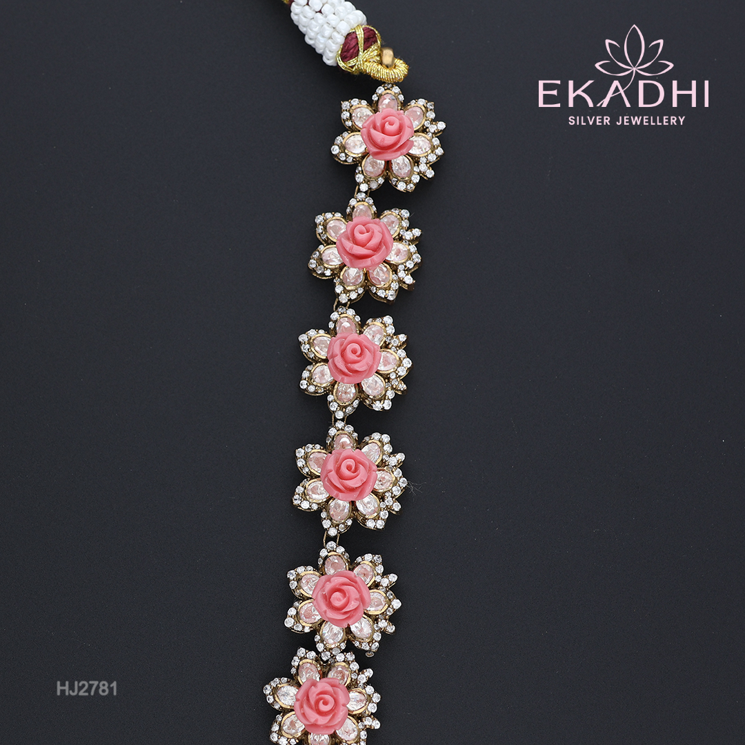 HJ2781 – Victorian Temple-Inspired Necklace with Pink Blooms