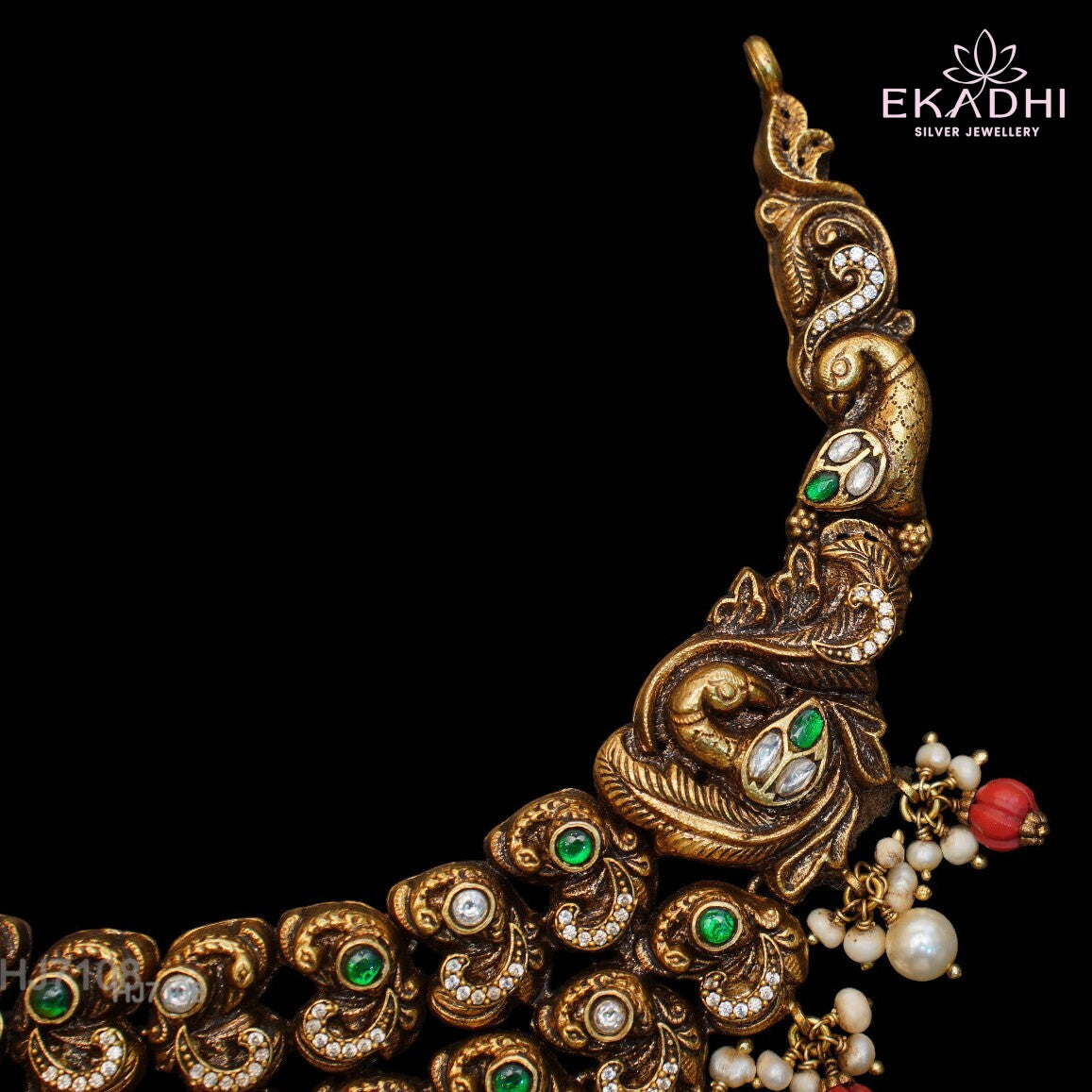 HJ7108 - Nakshi Kundan Necklace with Pamkin Beads