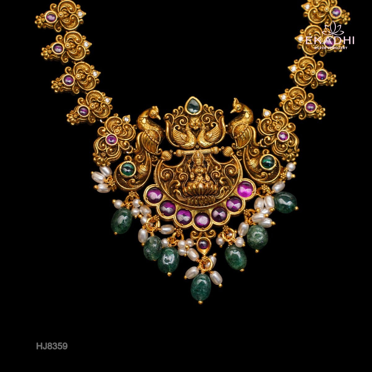 HJ8359 – Nakshi CZ Temple Necklace