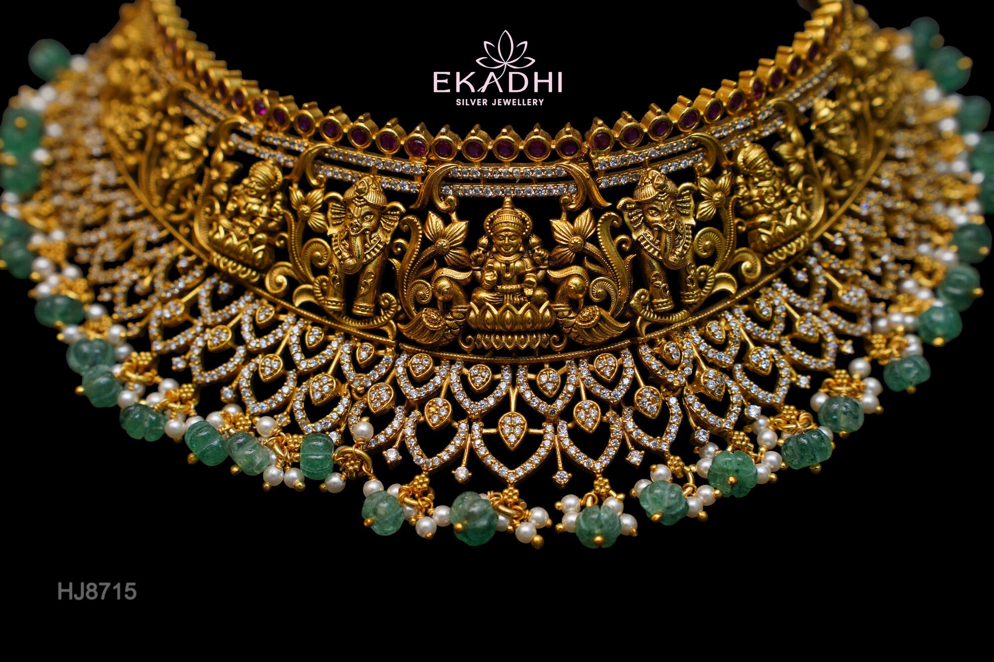 HJ8715 – Nakshi CZ Choker with Temple Motifs