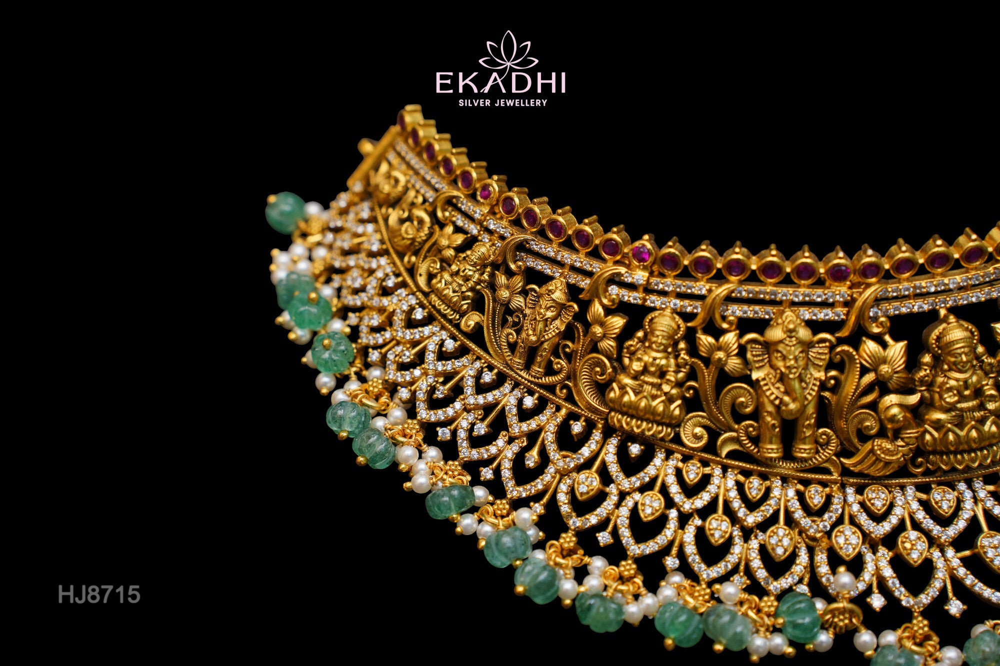 HJ8715 – Nakshi CZ Choker with Temple Motifs