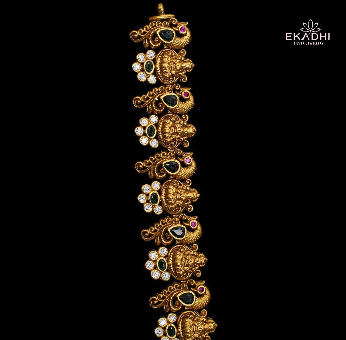 HJ8719 – Nakshi CZ Necklace with Green Beads