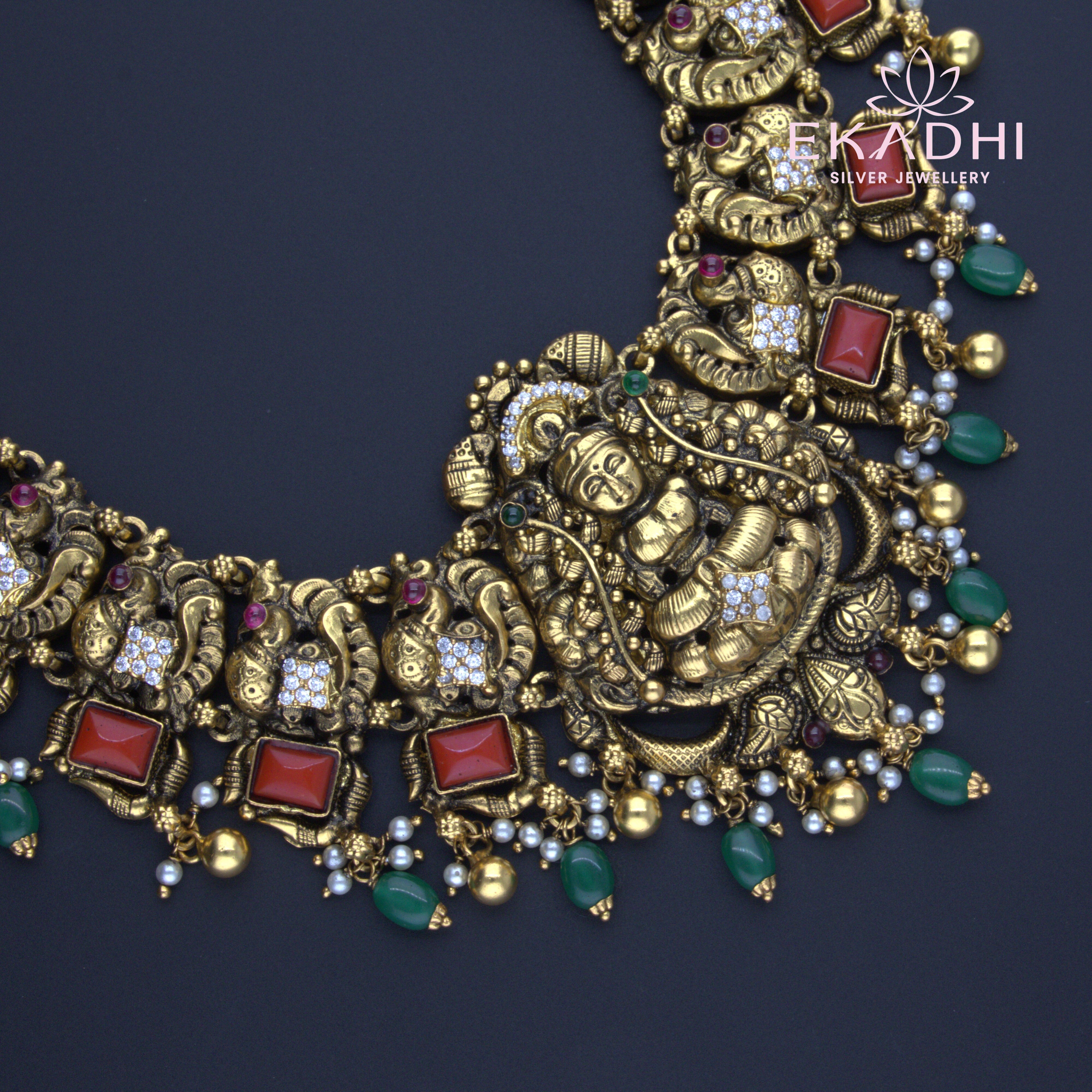 HJ9667 – Antique Touch Nakshi Haram with CZ Detailing