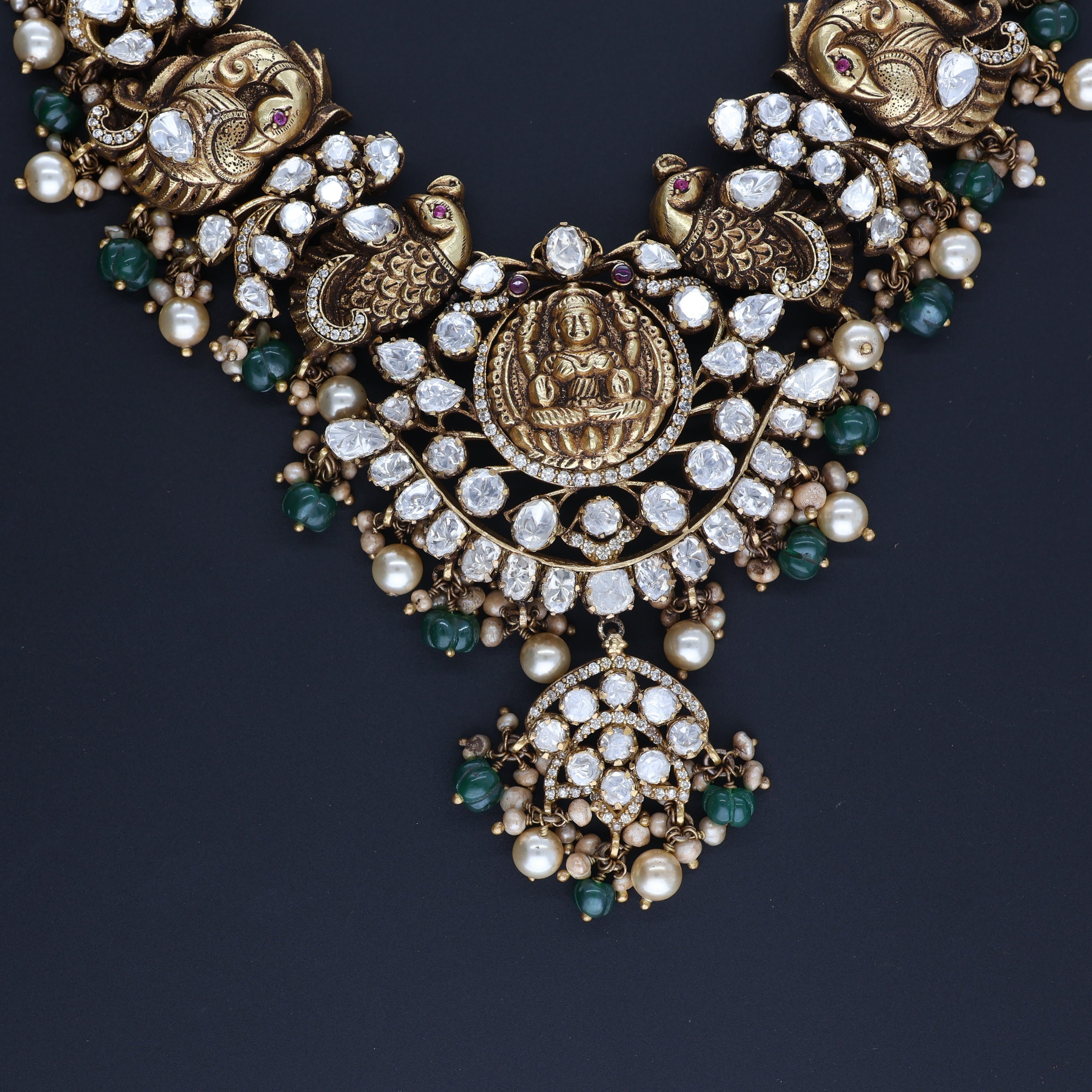 HJ9860 – Temple Style Mossianite Necklace in Traditional Design